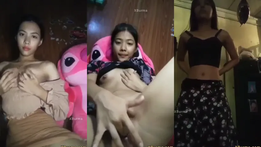 สาวพม่าน่ารักขนหมอยกำลังขึ้น ใช้สองนิ้วเกี่ยวเบ็ดจนน้ำหีแฉะ
